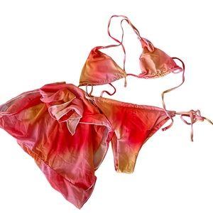 Orange sunset bikini 3 piece set